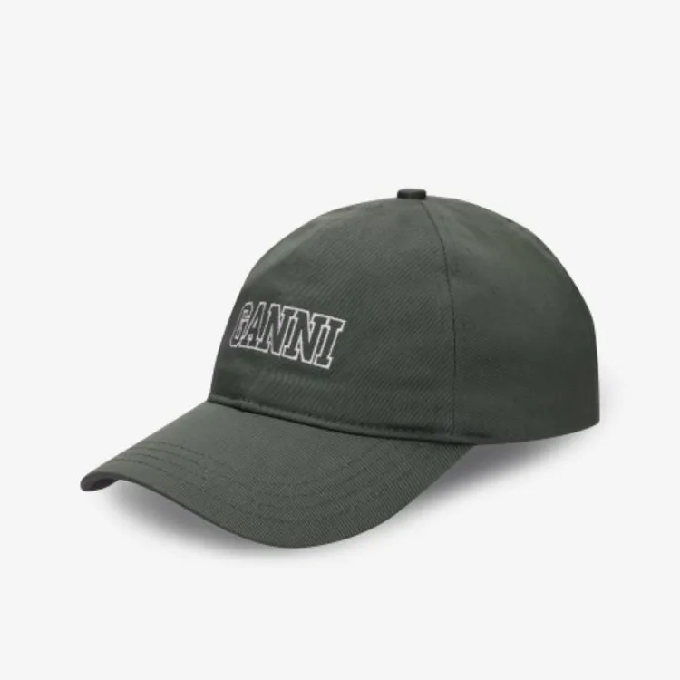 GANNI Logo Embroidered Curved Peak Baseball Cap-1