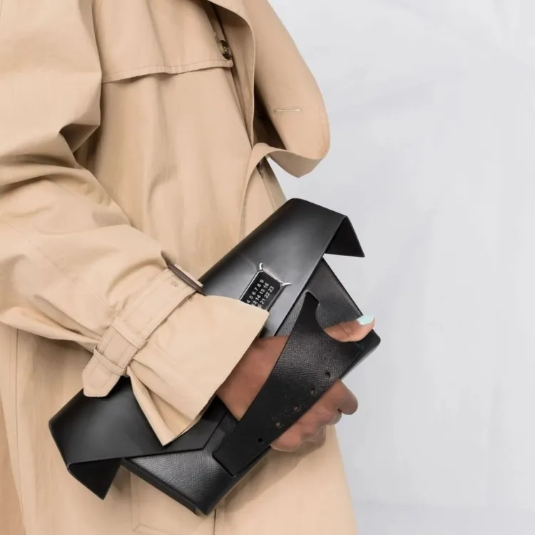 Maison Margiela Cow Leather Handbag Shoulder Bag Clutch Women's Black-3