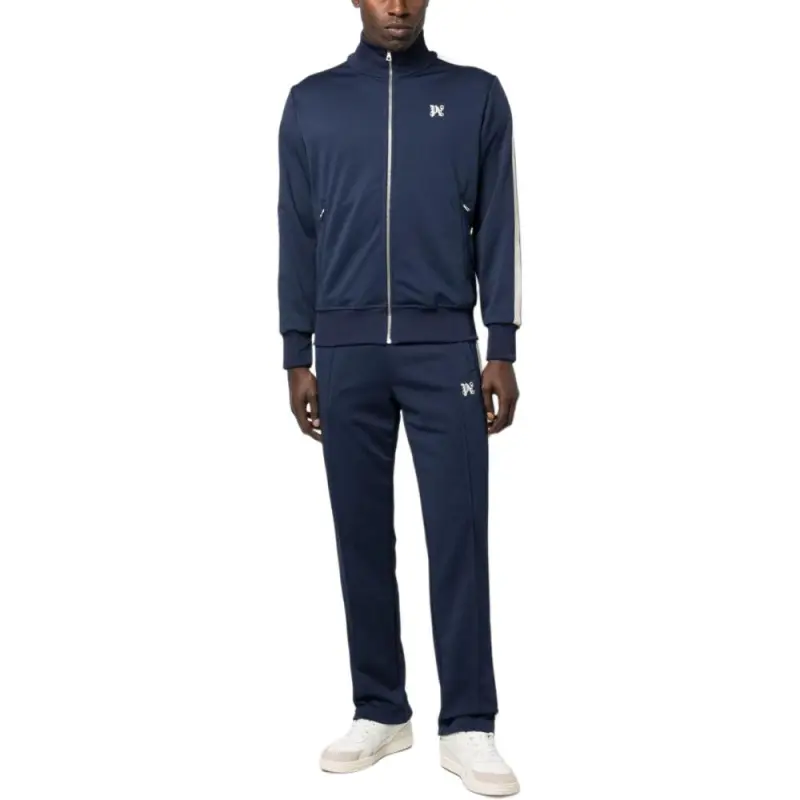 PALM ANGELS Logo Embroidered Zip Up Jacket-2