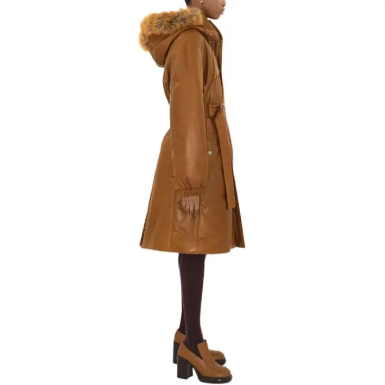 Burberry Leather Jacket Women's Brown-3