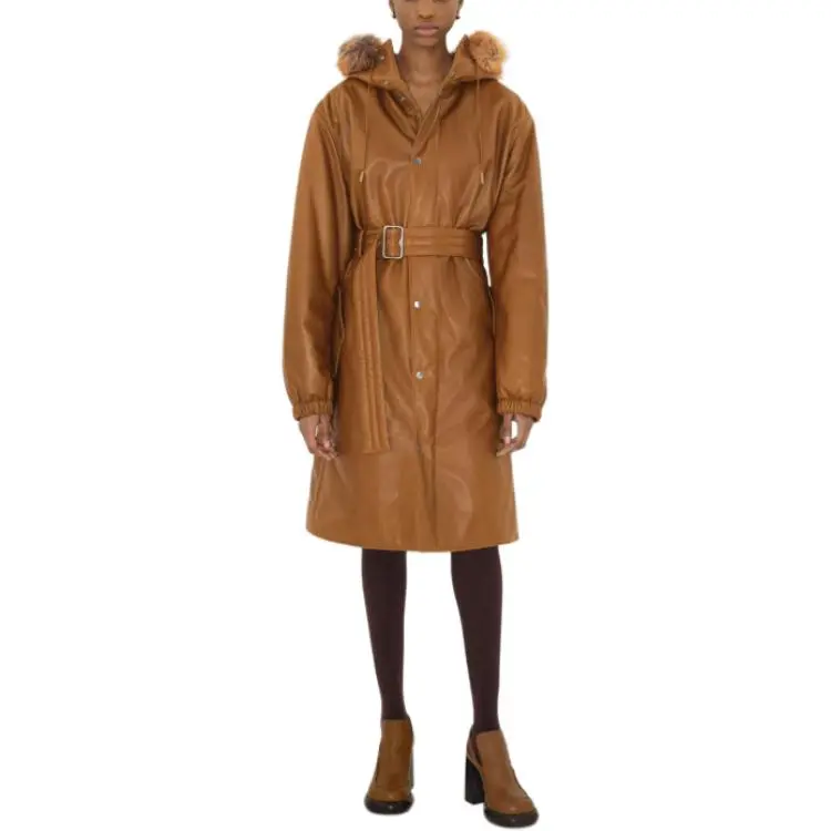 Burberry Leather Jacket Women's Brown-2