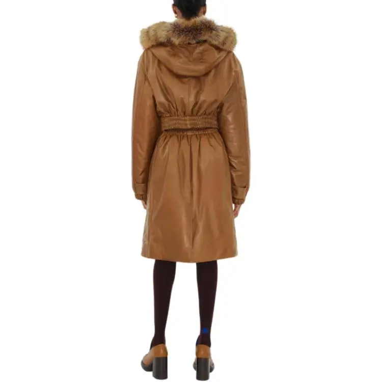 Burberry Leather Jacket Women's Brown-4