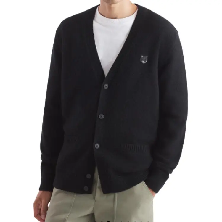 Maison Kitsune Bold Fox Head Patch Button Up Cardigan-4