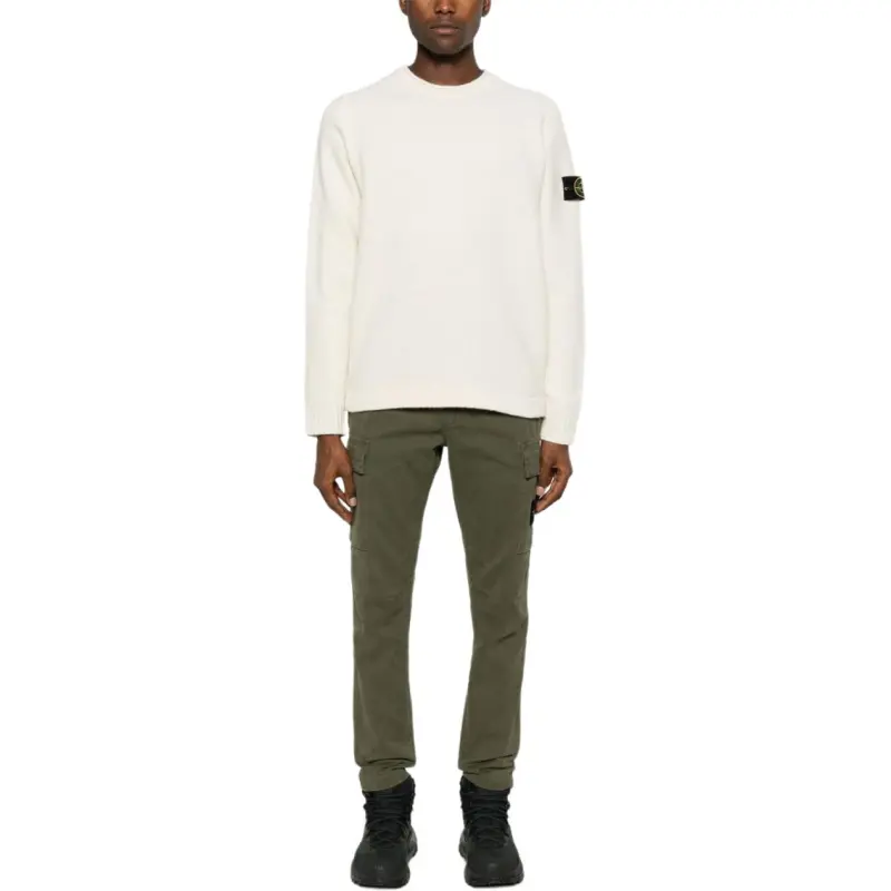 STONE ISLAND Logo Patch Tapered Trousers-1
