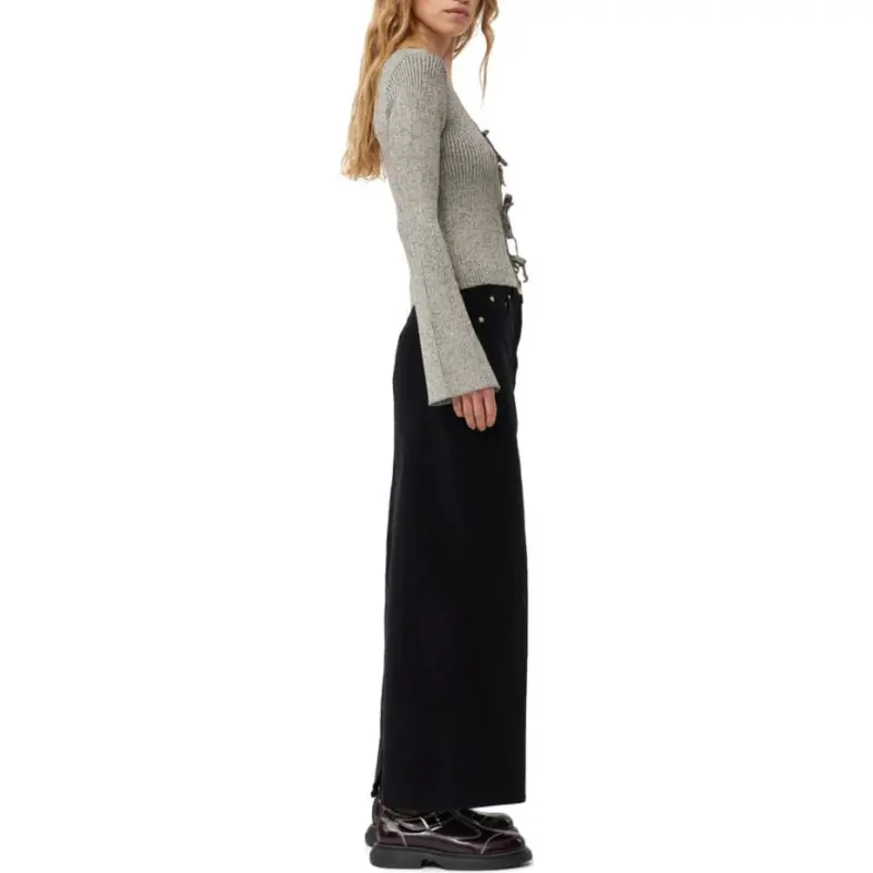 GANNI Logo embroidered Lurex knit Cardigan-4
