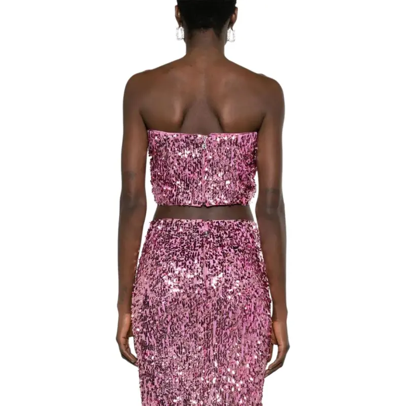 Rotate Sequined Cropped Top-4