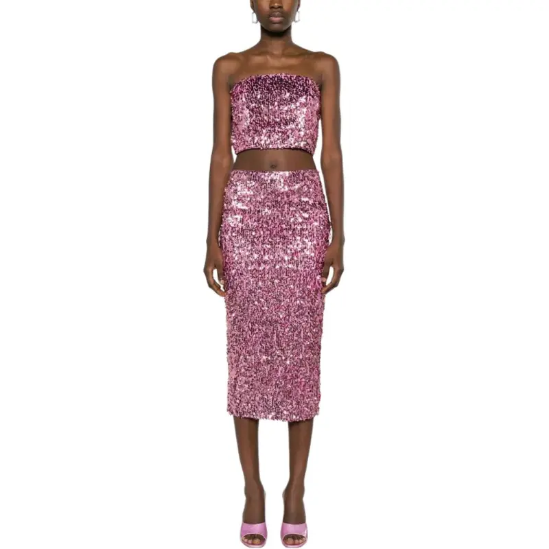 Rotate Sequined Cropped Top-2