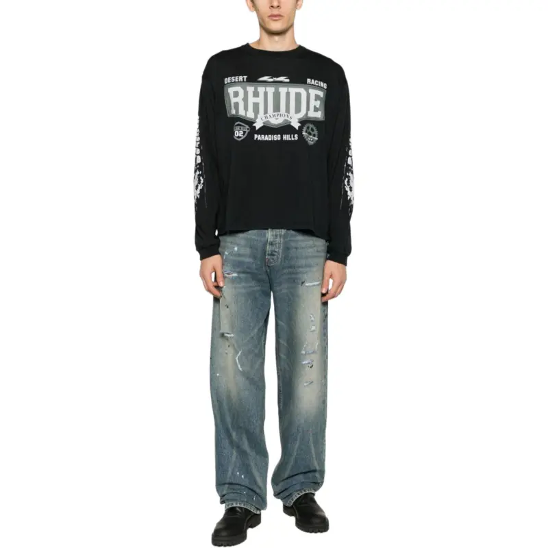 RHUDE Logo print Cotton T shirt-1