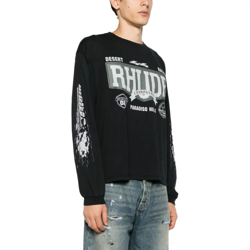 RHUDE Logo print Cotton T shirt-2