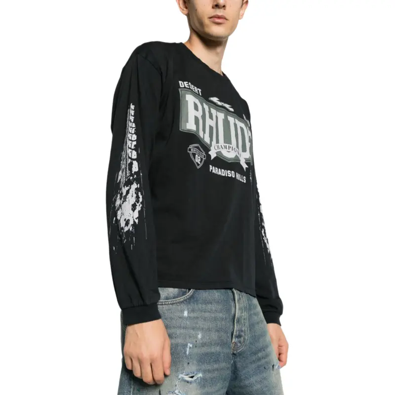 RHUDE Logo print Cotton T shirt-3