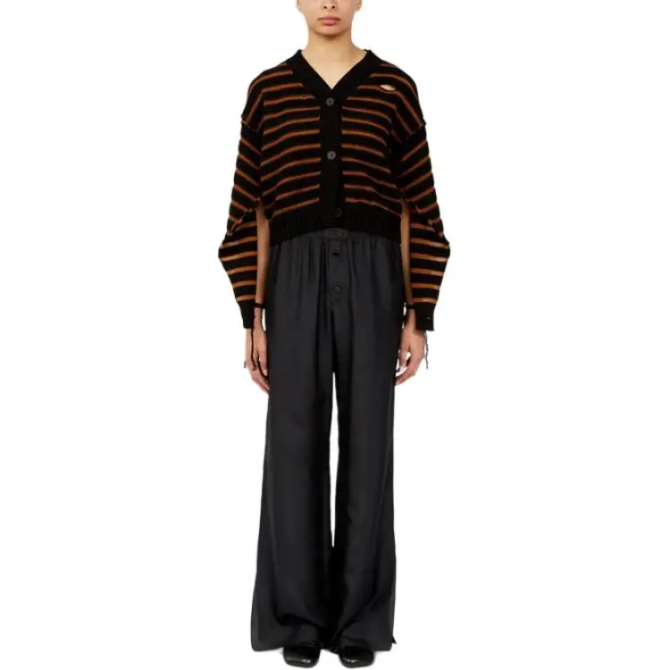 MM6 Logo Cardigan Black/Brown Clay-1
