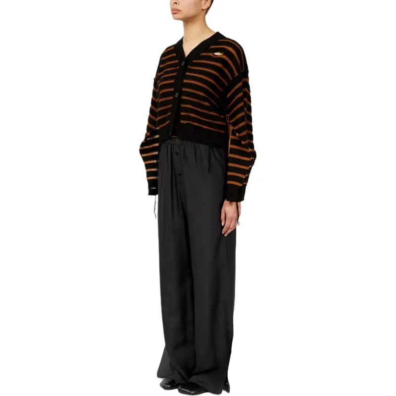 MM6 Logo Cardigan Black/Brown Clay-2