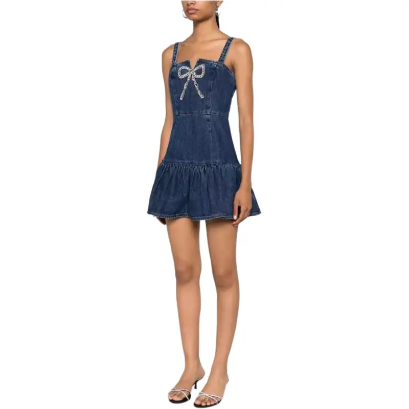 Self portrait Bow detail Denim Mini Dress-3