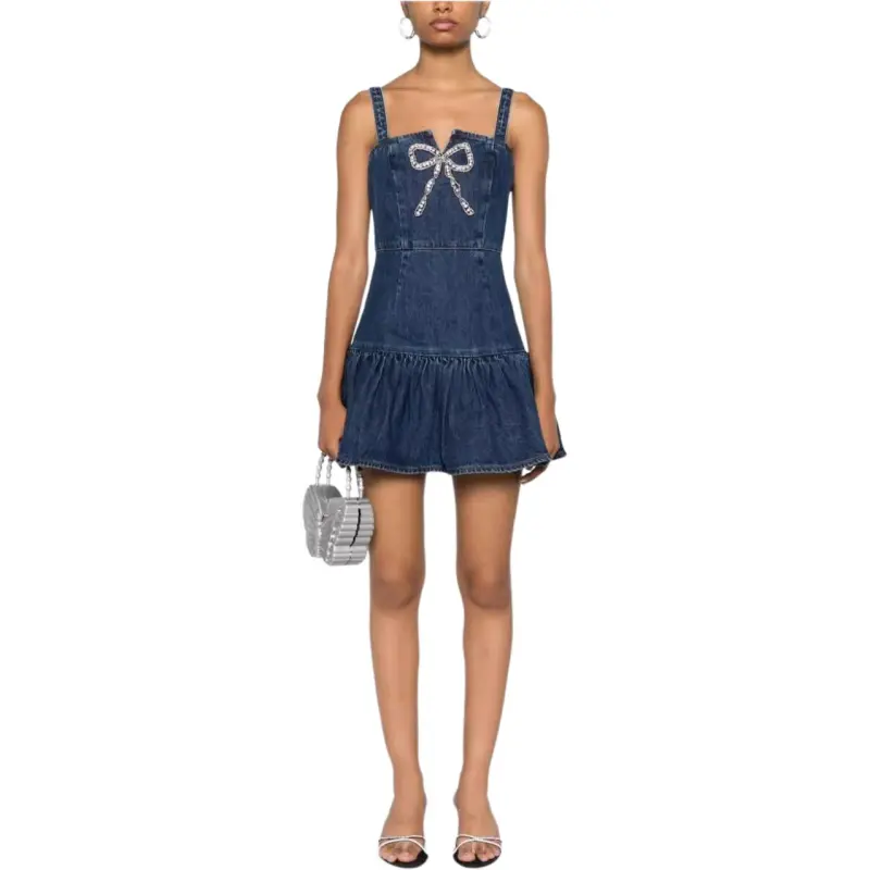 Self portrait Bow detail Denim Mini Dress-1