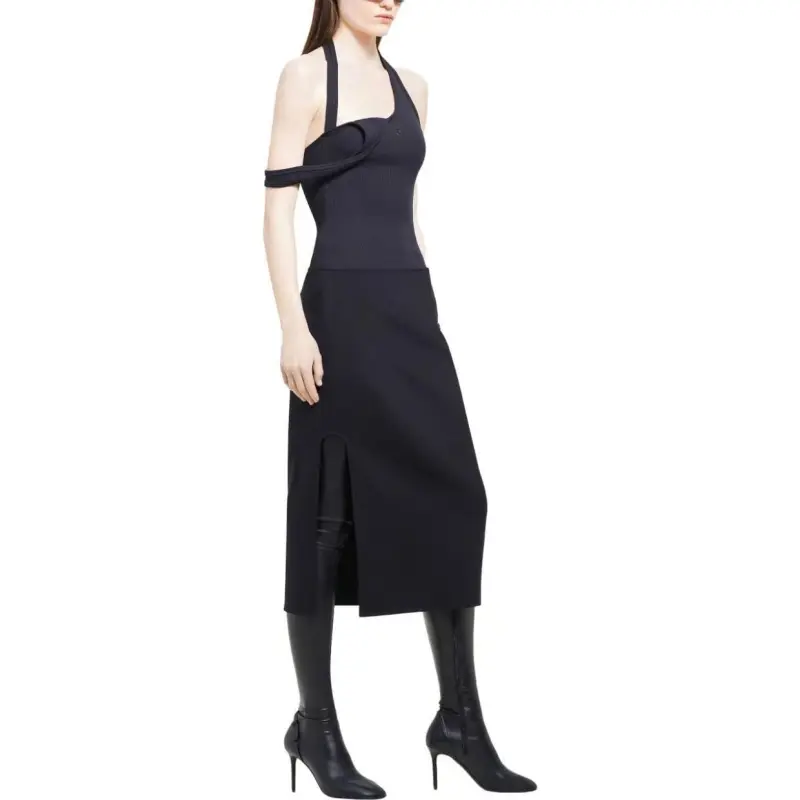 Courrèges Asymmetric Rib 90s Tank Top 'Black'-2