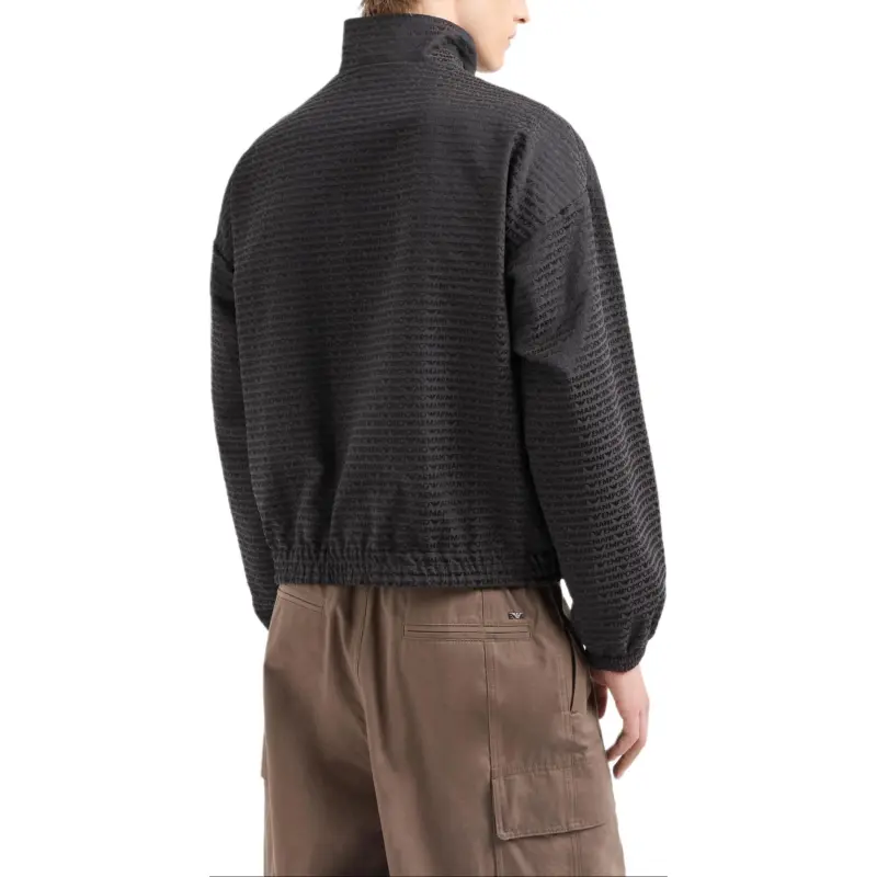 EMPORIO ARMANI Full Zip Blouson In All over Jacquard Lettering Fabric-2