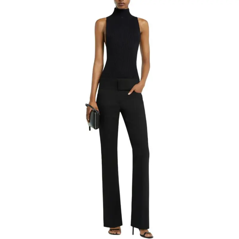 COURREGES Sleeveless Ribbed Knit Tank Top-1
