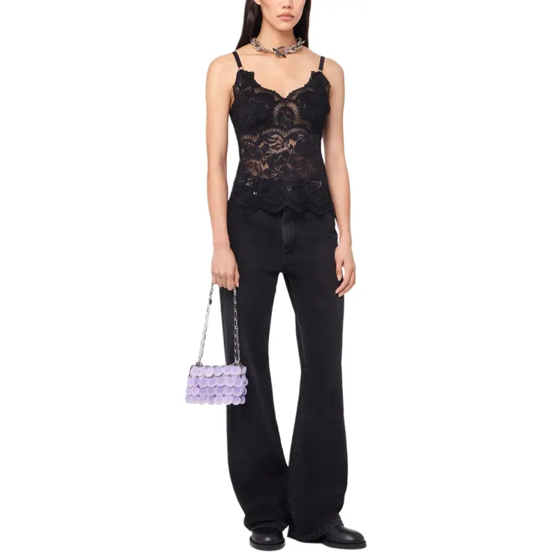 Paco Rabanne Lace V Neck Tank Top-2