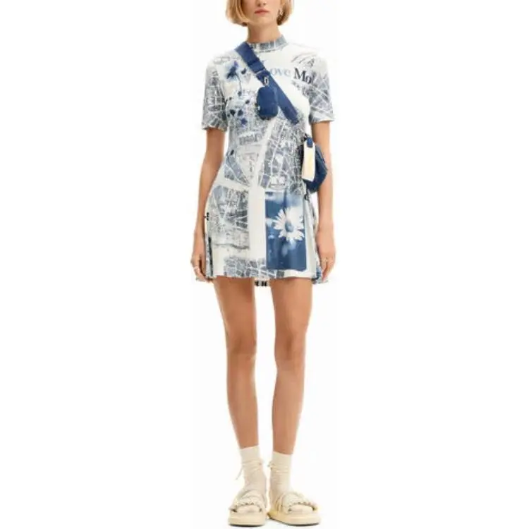 Desigual Short Sleeved Dress Women's White-2