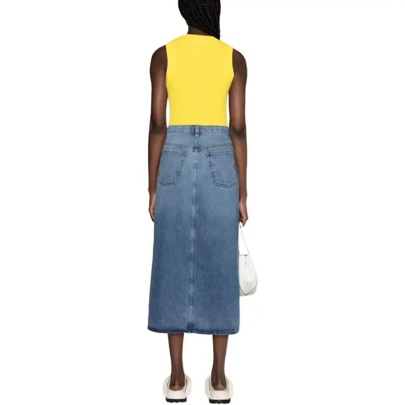 FRAME The Midaxi High Rise Midi Denim Skirt-3