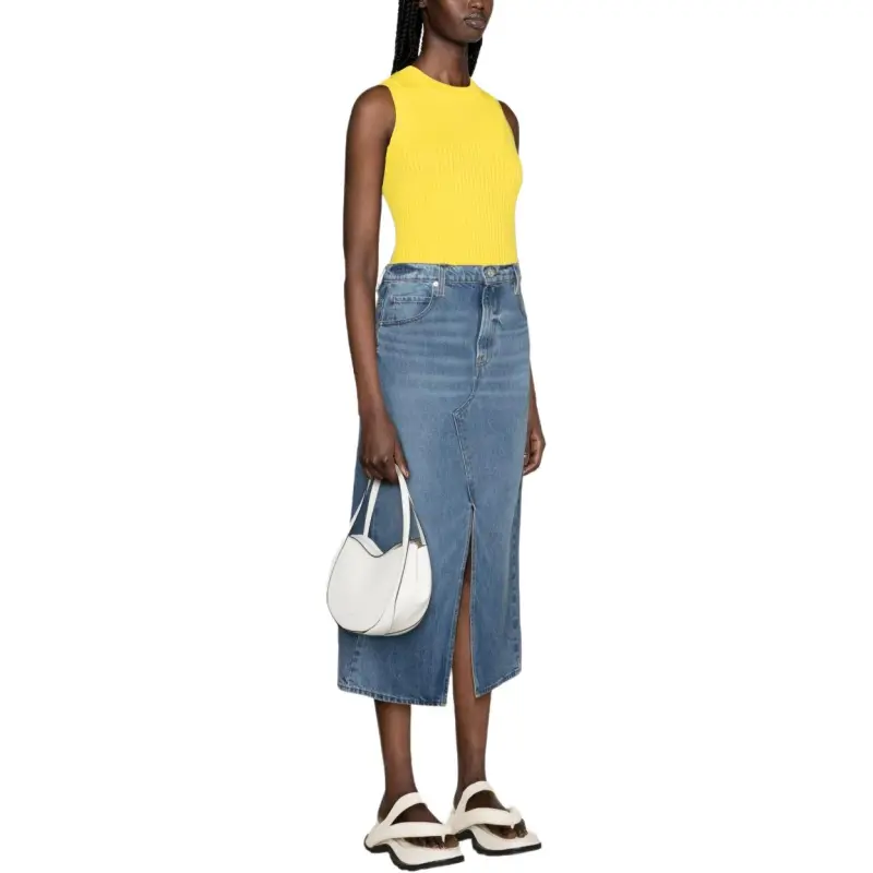 FRAME The Midaxi High Rise Midi Denim Skirt-2
