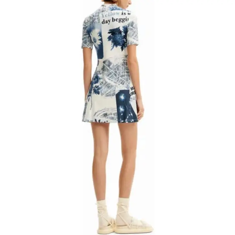Desigual Short Sleeved Dress Women's White-3