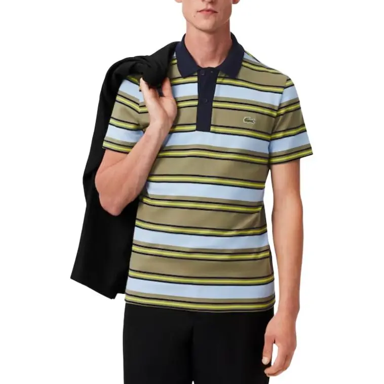 LACOSTE Striped Cotton Polo Shirt-3