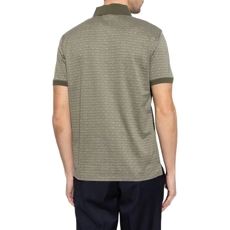 EMPORIO ARMANI All Over Jacquard Lettering Jersey Polo Shirt-4