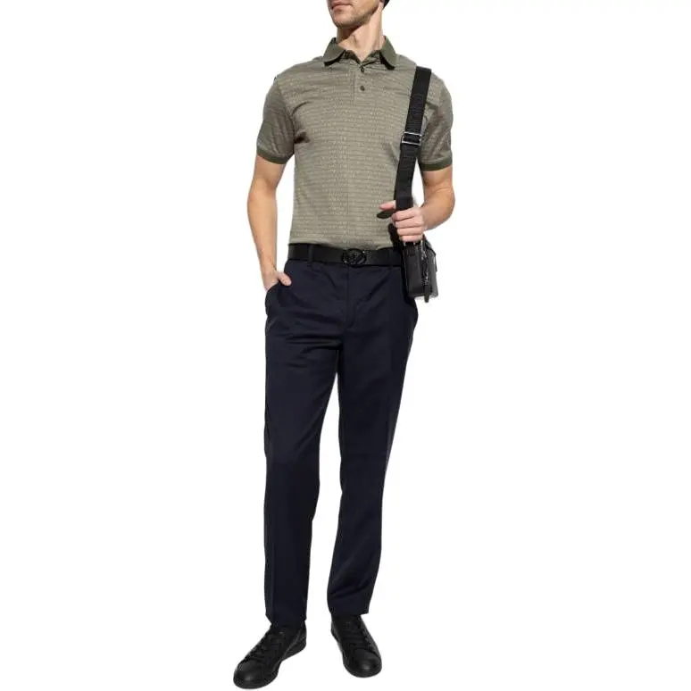 EMPORIO ARMANI All Over Jacquard Lettering Jersey Polo Shirt-1