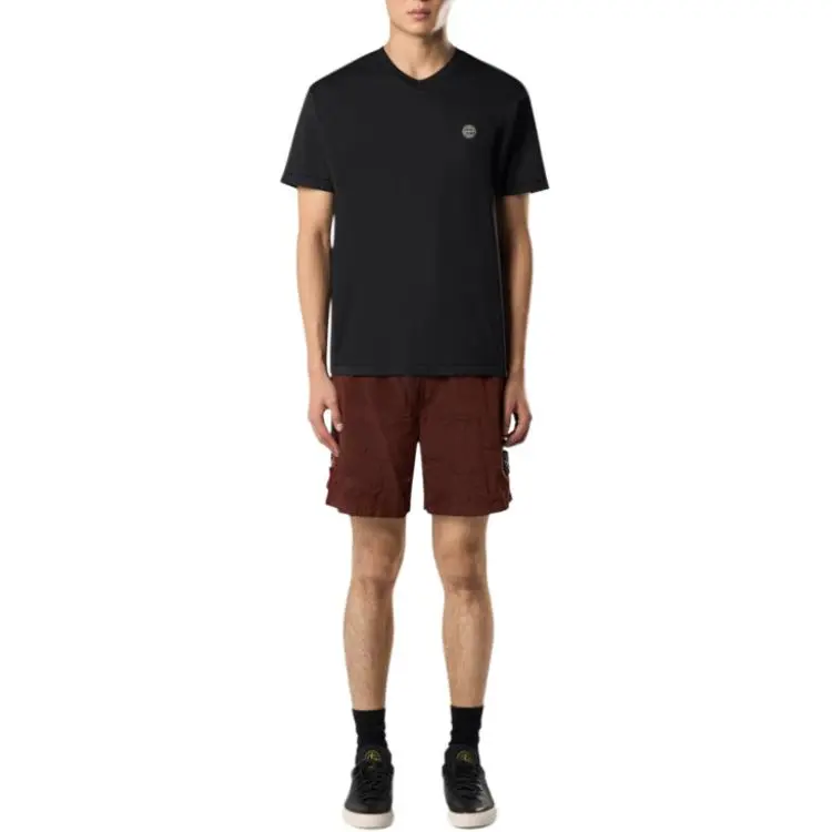 STONE ISLAND Compass Patch Logo V Neck T Shirt-1
