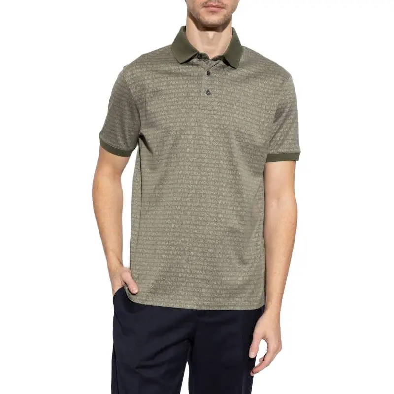 EMPORIO ARMANI All Over Jacquard Lettering Jersey Polo Shirt-2