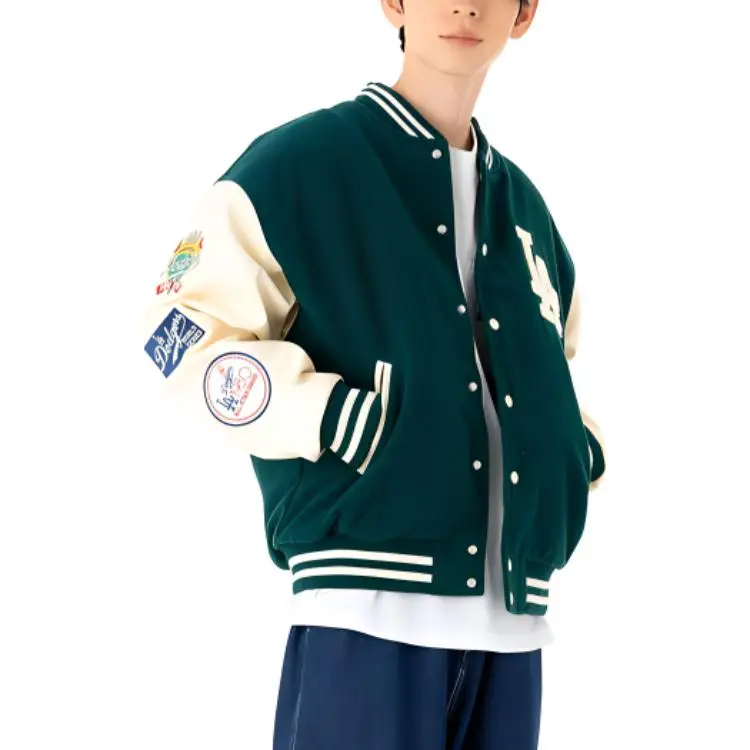 New Era Baseball Jacket Unisex White Green-3
