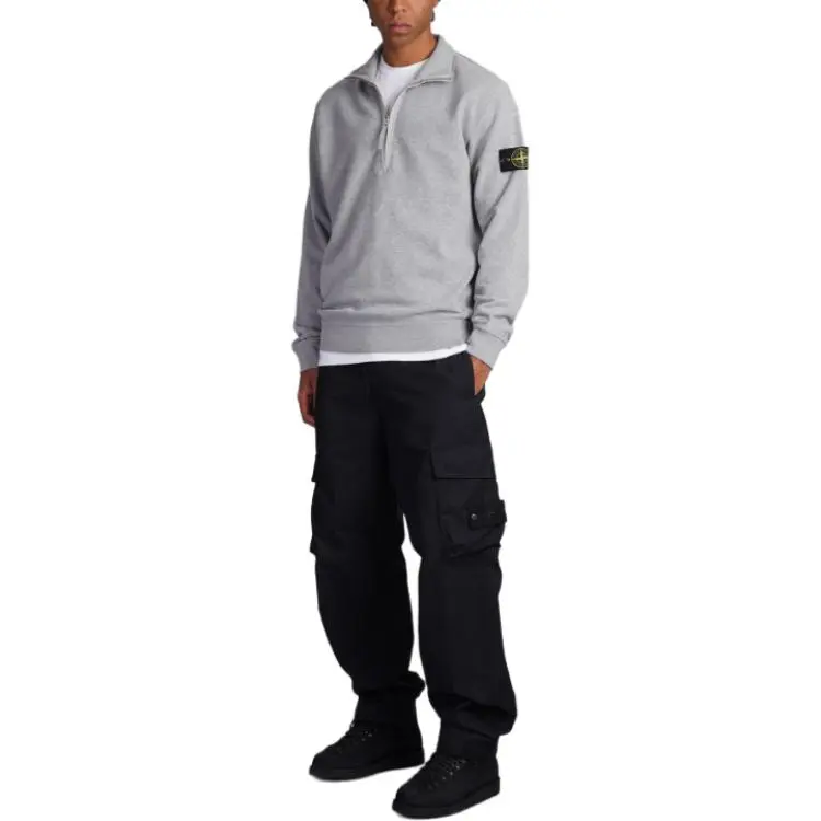 STONE ISLAND Logo Patch Half Zip Sweatshirt-4