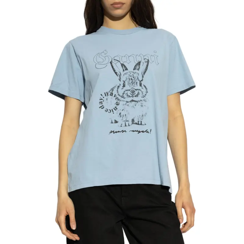 GANNI Graphic Bunny Printed Jersey T Shirt-2