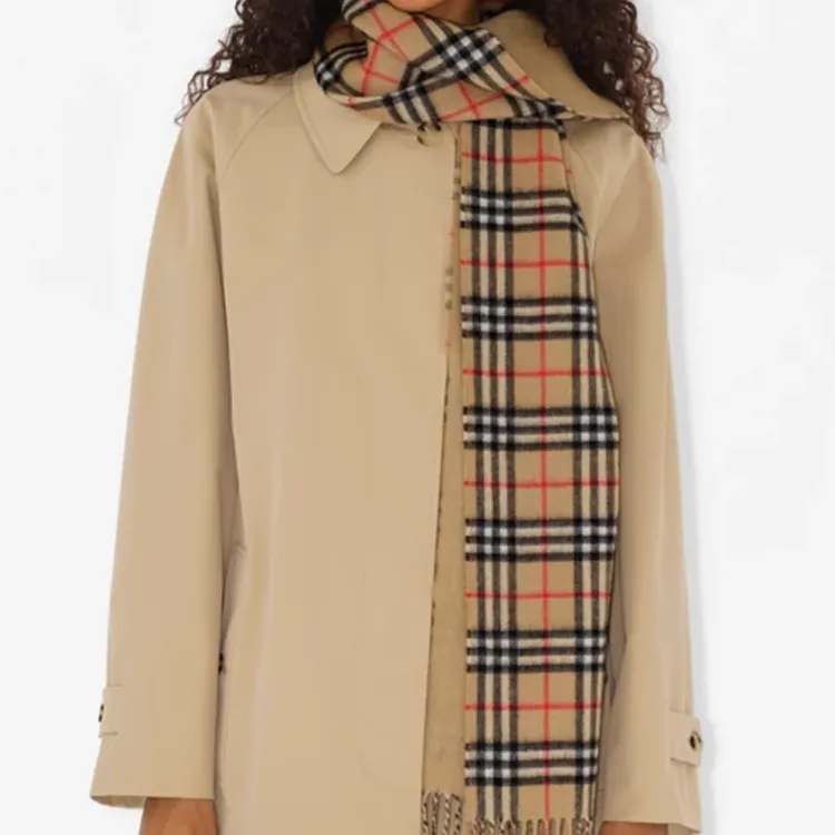 Burberry Checked Fringed Edge Scarf-3