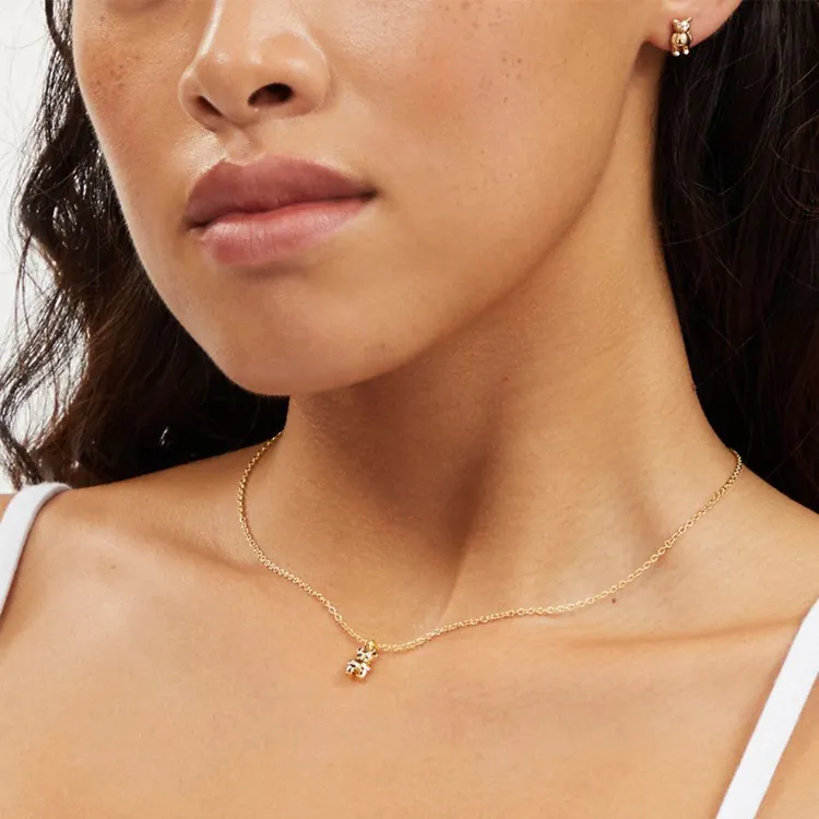 COACH Copper Necklace & Stud Earrings Set Women's Gold-2