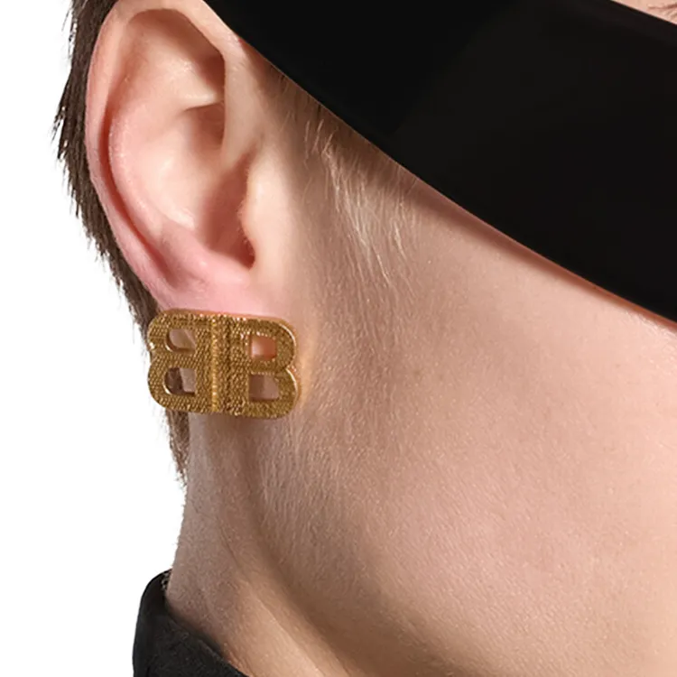 Balenciaga Brass Earrings Women's Gold-3