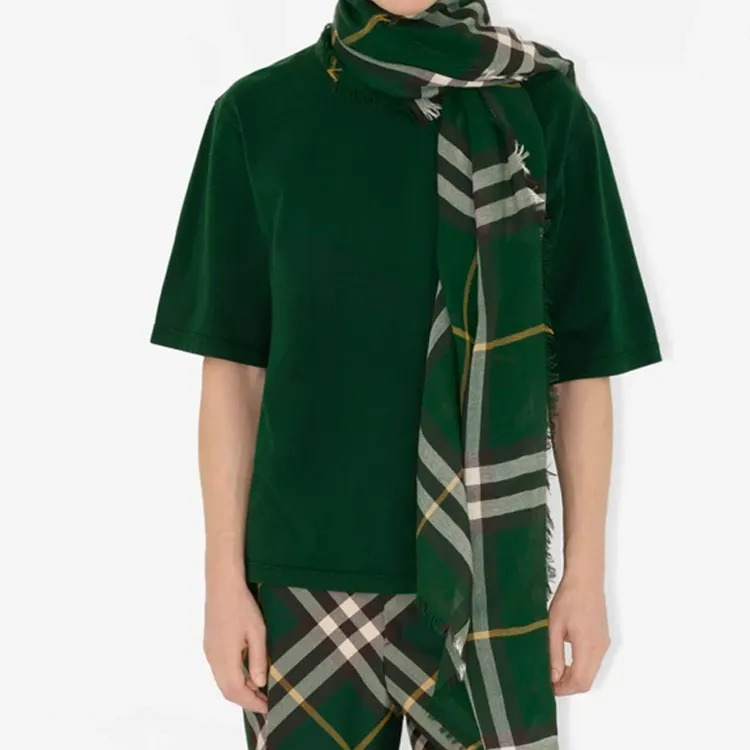 Burberry Check Printed Fringed Edge Scarf-3