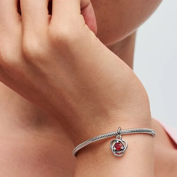 Pandora Sterling Silver Cubic Zirconia Artificial Crystal Pendants Women's Silver-2