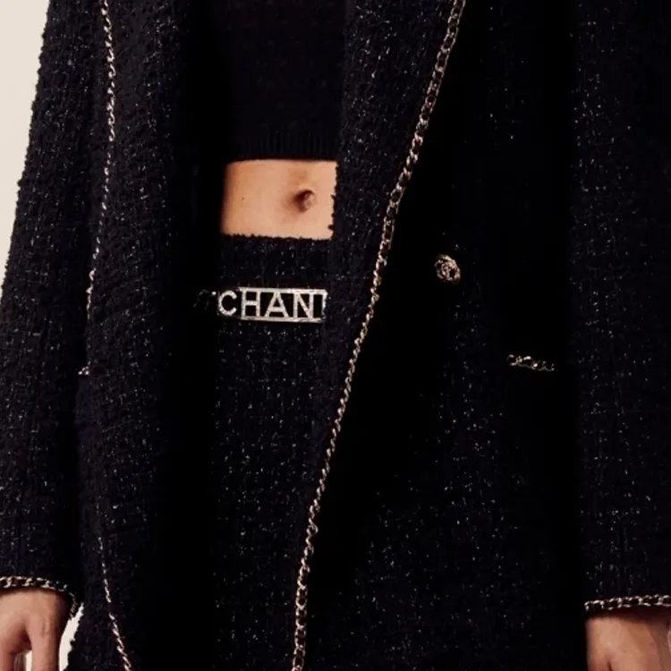 CHANEL Letter Logo Leather Belts Women's Black --2