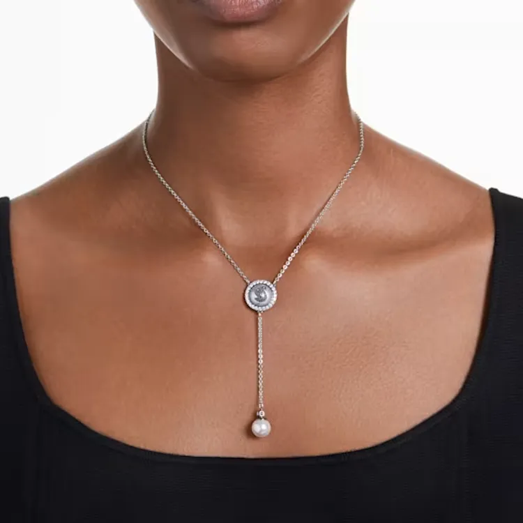 Swarovski Cubic Zirconia Rhodium-Plated Faux Crystal Faux Pearl Necklaces Women's Silver-2