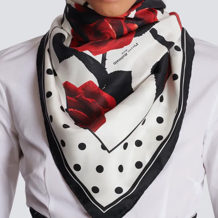 BALMAIN Roses And Polka Dot Scarf-1