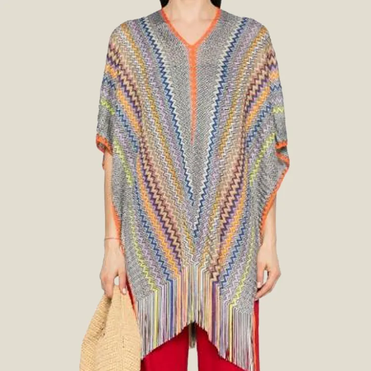 MISSONI Zigzag Fringed Poncho-1