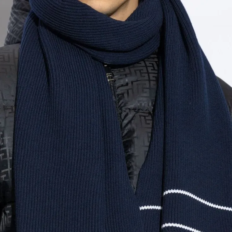 BALMAIN Pb Logo Knitted Scarf-3