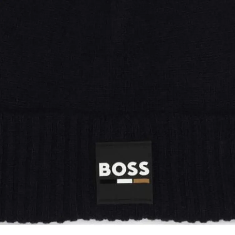 BOSS Kidswear Logo patch Knitted Beanie Hat-2