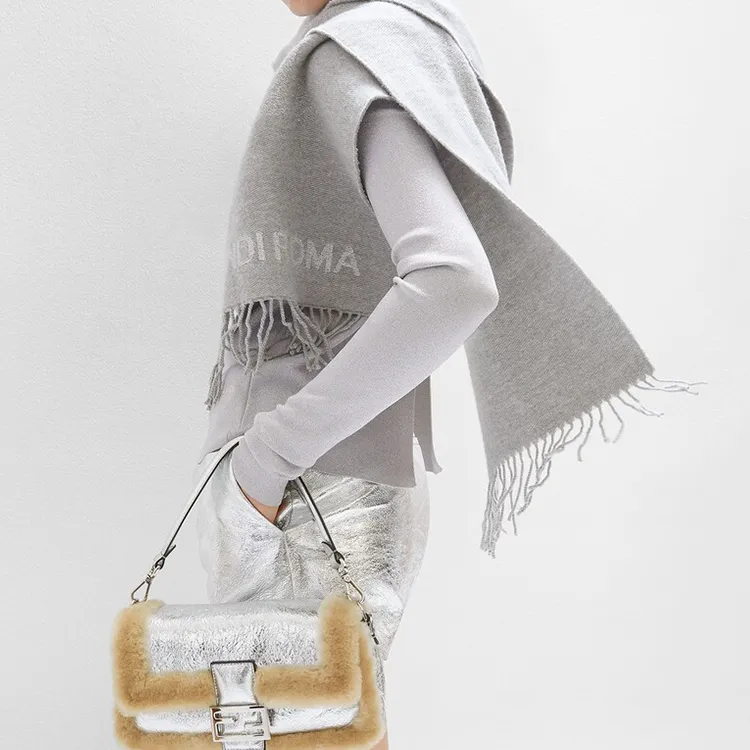 FENDI Knit Scarves Women's Gray-2