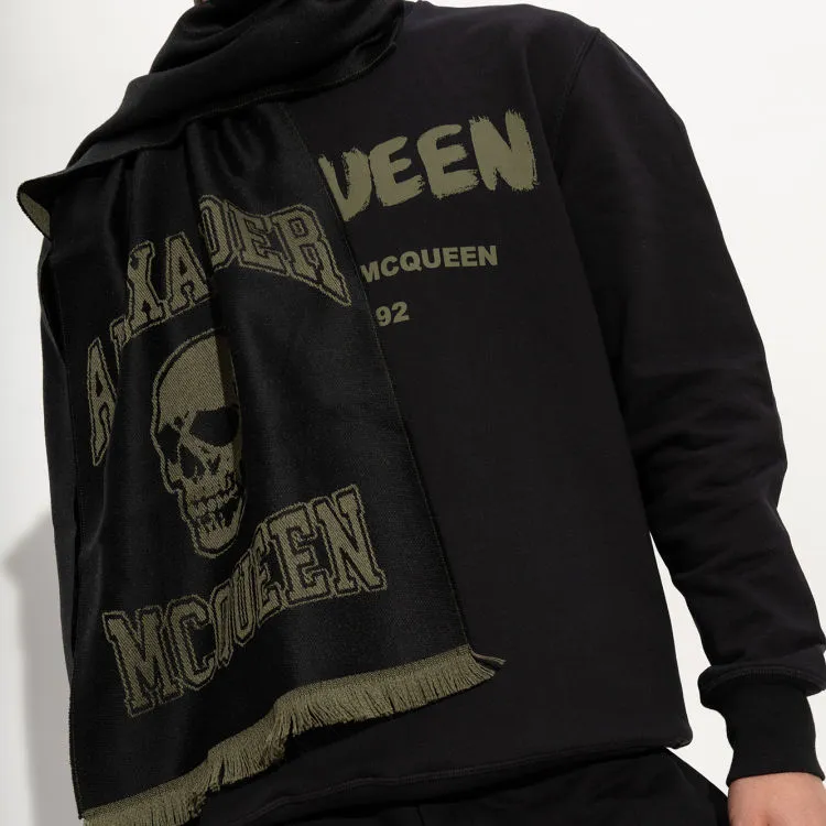 Alexander McQueen Logo Intarsia Knitted Fringed Scarf-1