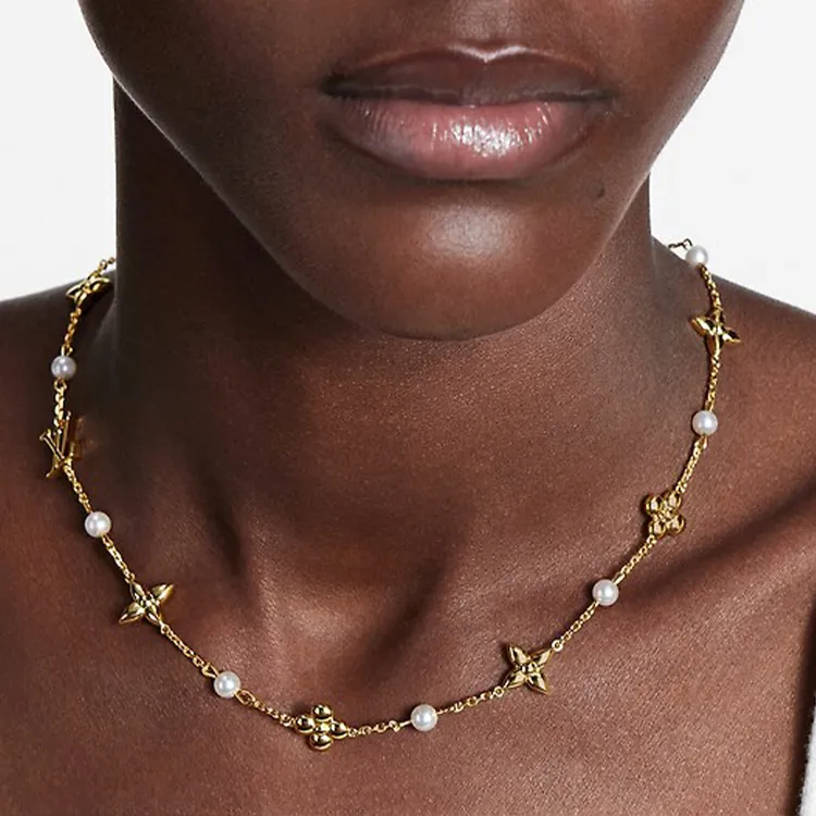 LOUIS VUITTON Metal, Resin, Pearl Necklaces Women's Gold-1