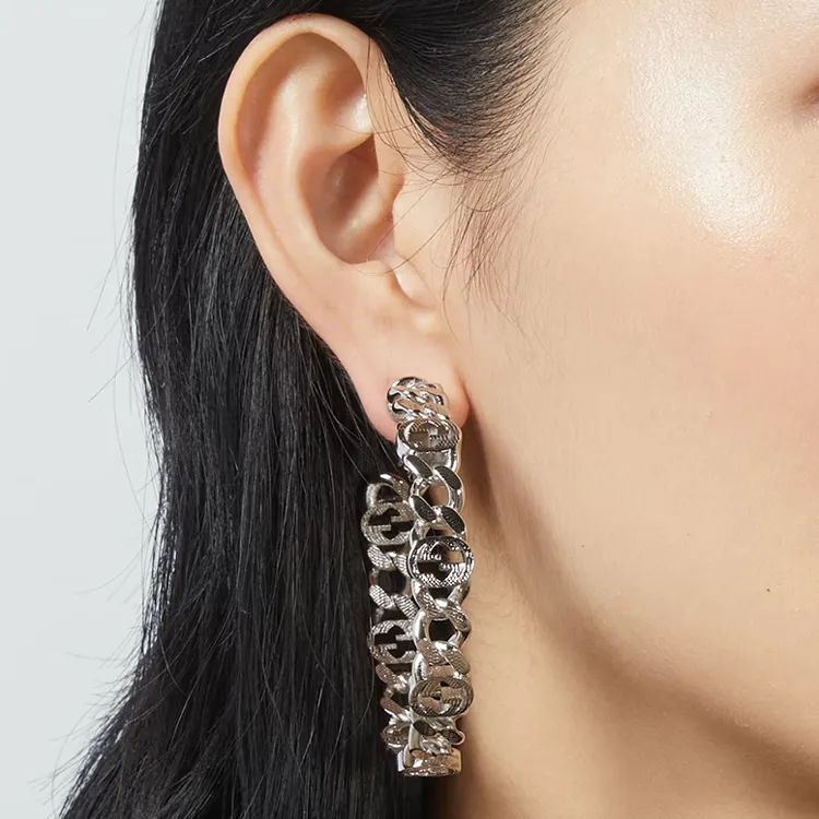 GUCCI Palladium-Plated Metal Earrings Women's Silver-3