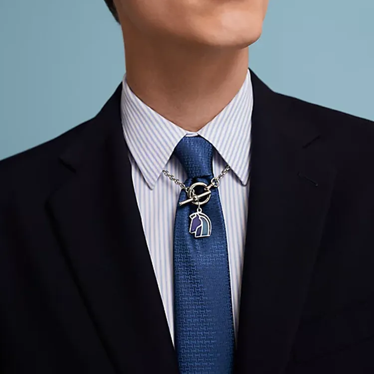 HERMES Silk Ties Men's Dark Blue-1